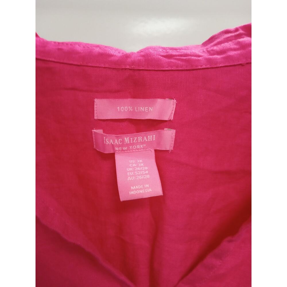 NWT 100% LINEN ISAAC MIZRAHI New York Fuchsia Shirt 3X